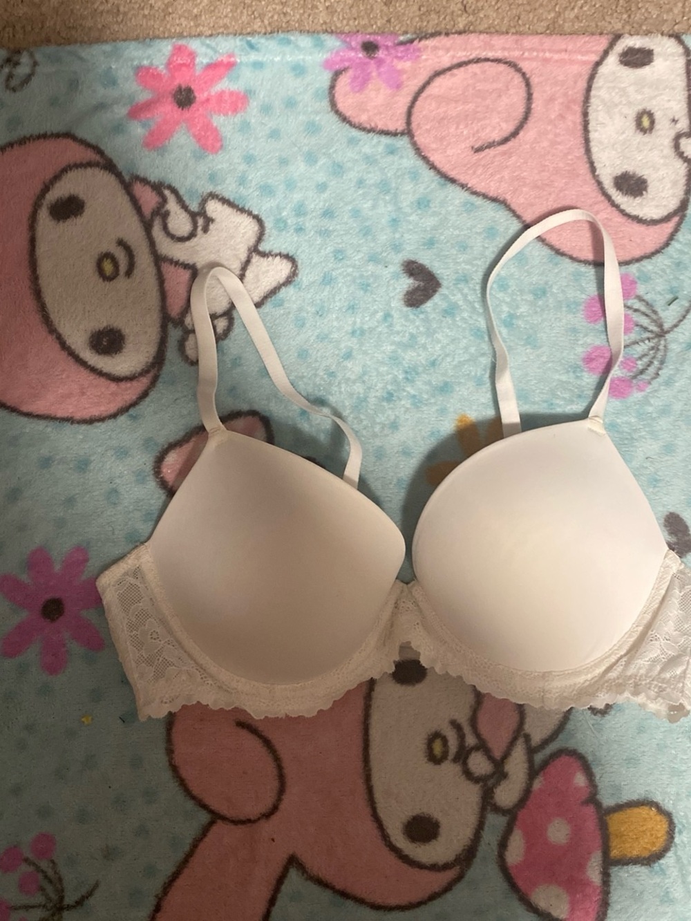 White Lace Trim Bra